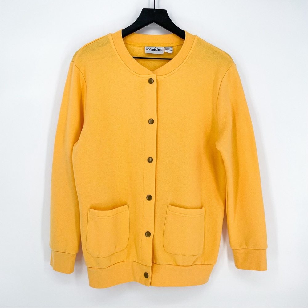 ☀️ 3/$25 Vintage Speculation Fleece Lined Snap Button Cardigan Yellow Small